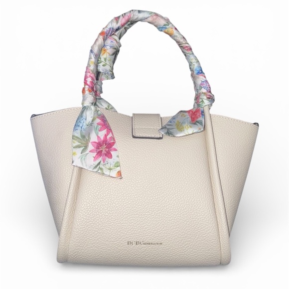 BCBGeneration Top Handle Mini Bucket Crossbody with Multi Colored Floral Scarf - Picture 2 of 8